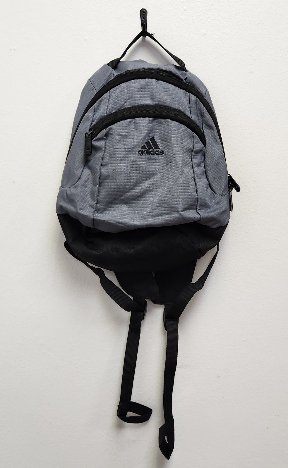 Adidas Mini Backpack Two Tone Gray Black Small Bookbag Travel Gym Pouch
