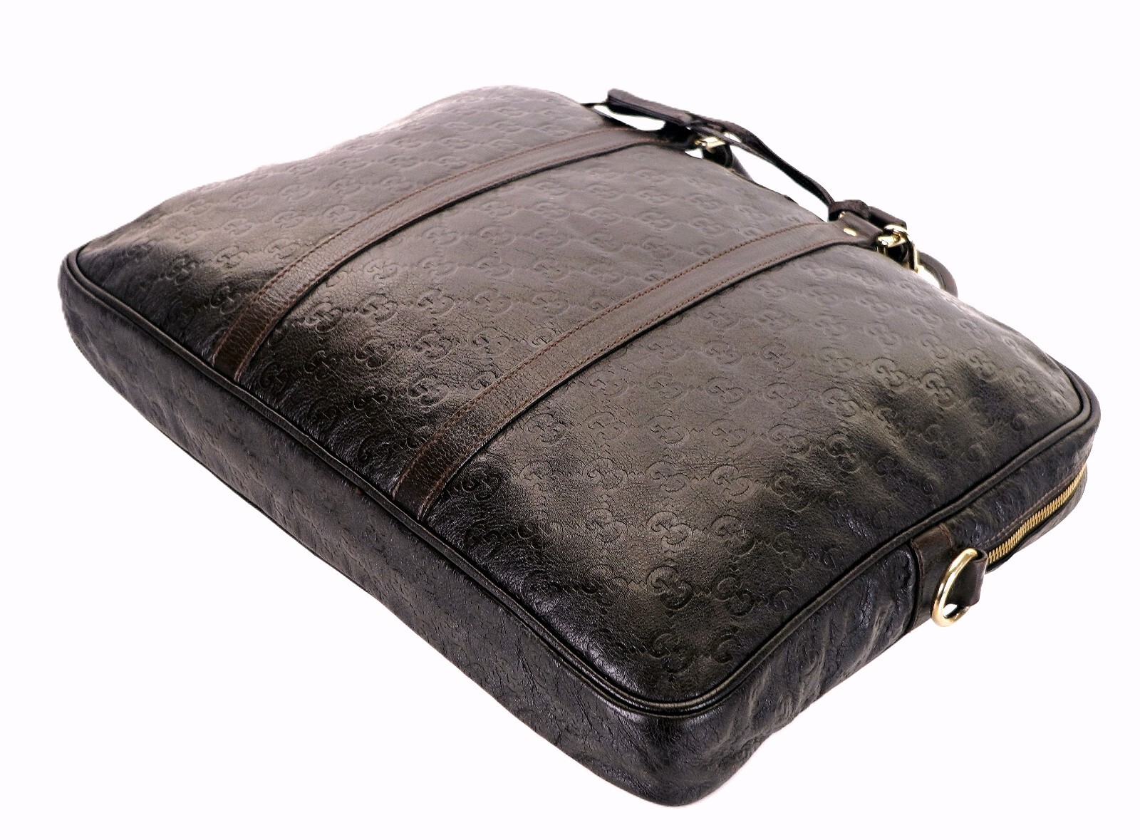 Authentic GUCCI Guccissima GG Leather Laptop Briefcase Business Bag Italy Unisex