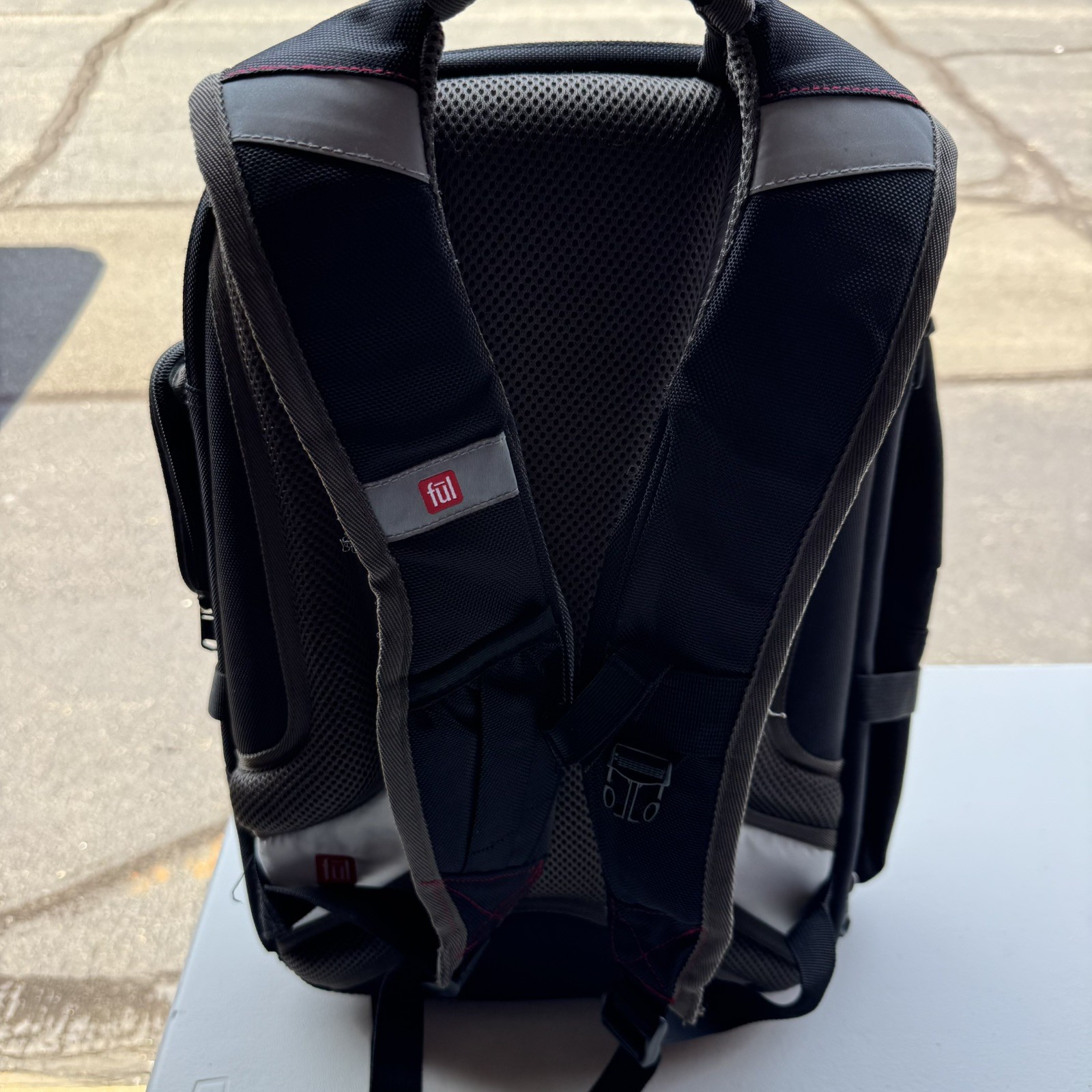 FUL Laptop Backpack 17” Black Red Multi Pocket Travel Work School Bag