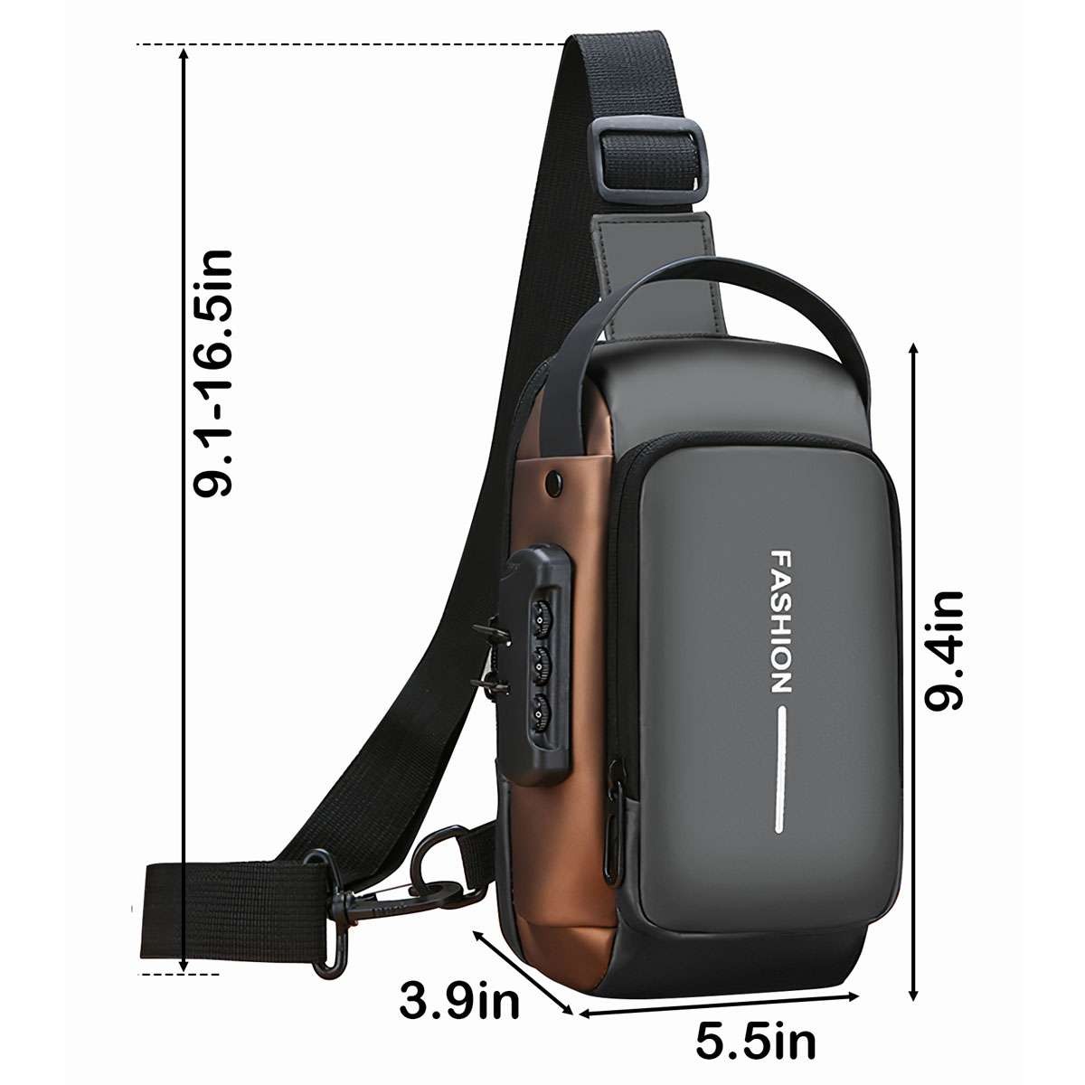 Anti Theft Sling Bag Waterproof Chest Bag Crossbody Backpack w/ USB Charge Port
