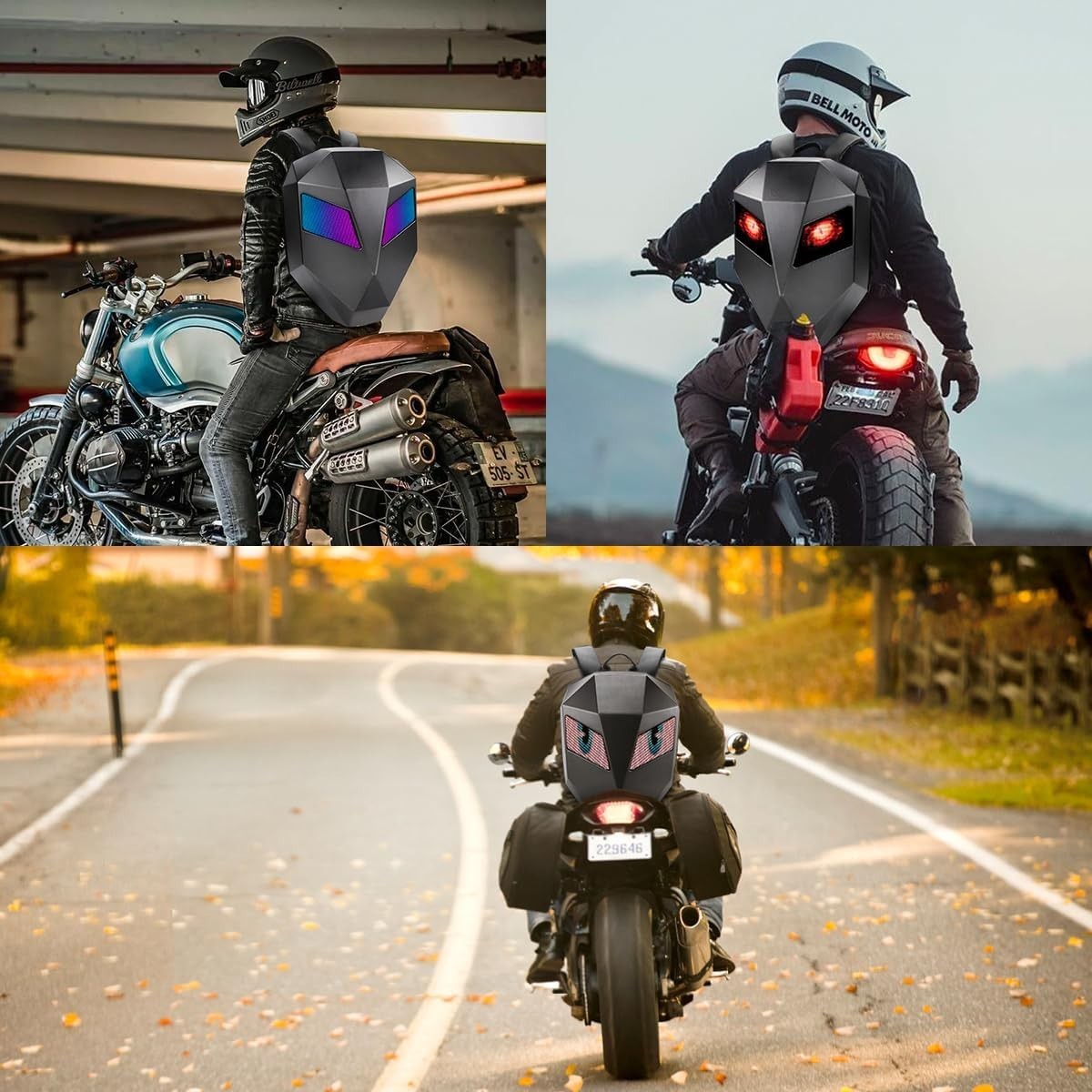 LED Motorcycle Backpack,Knight Backpack, with App Control,Programmable HD Color