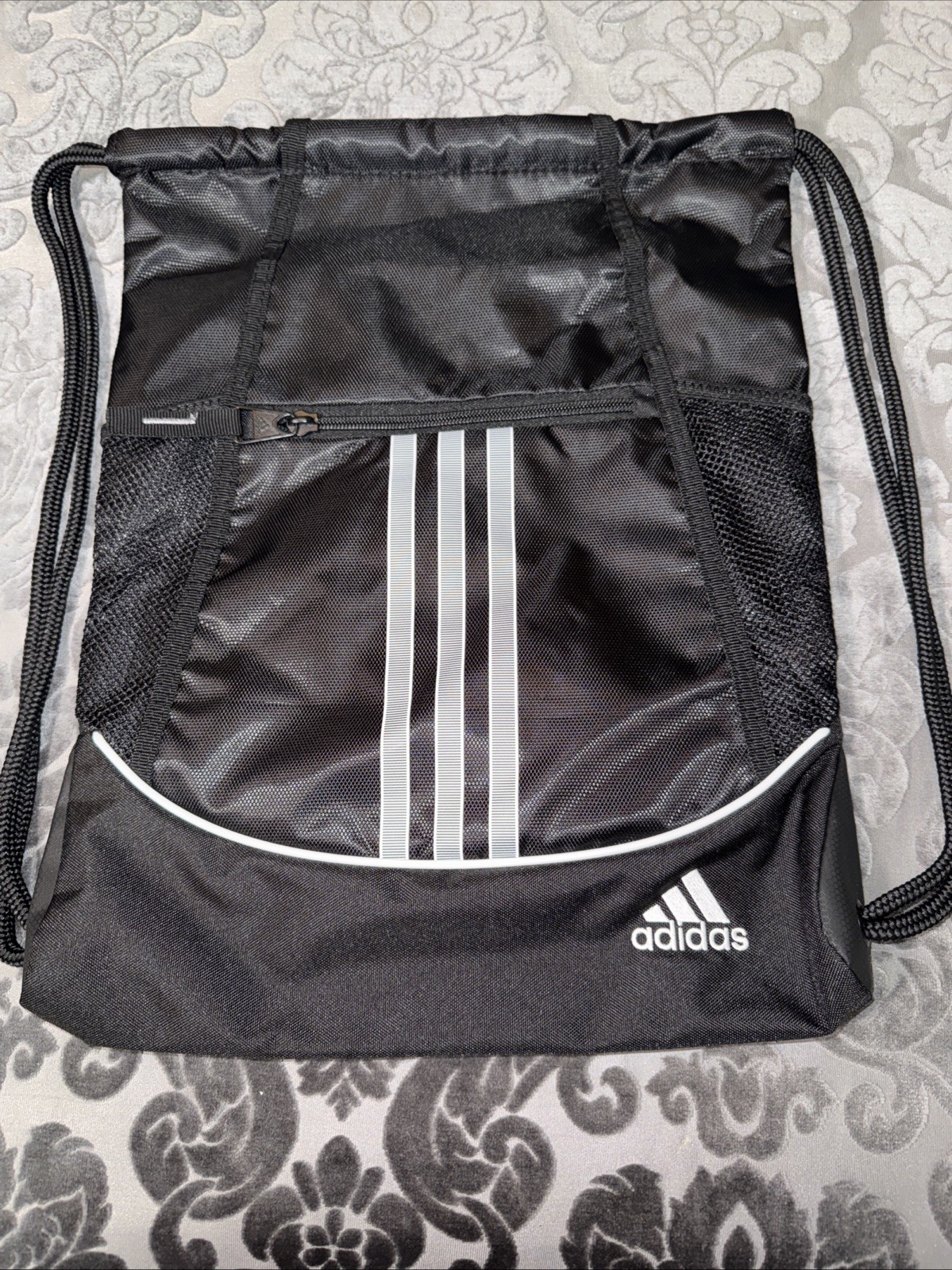 Adidas Alliance II Sports Sackpack Drawstring Bag Zipper Pockets Black NWOT