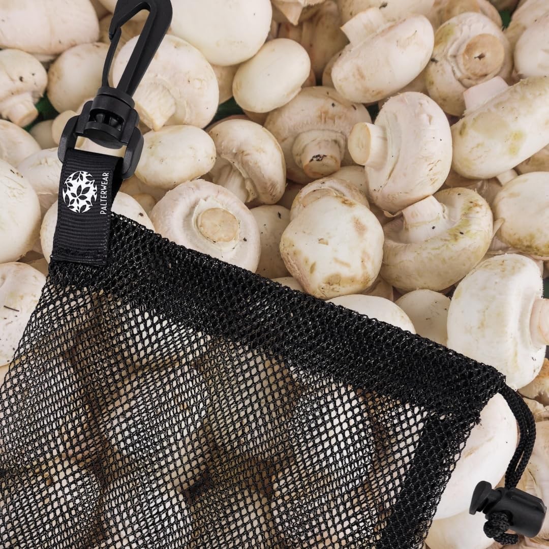 Mesh Bag with Clip and Toggle Closure (Set of 4, Black, 9 x 12 Inch) for Scub…