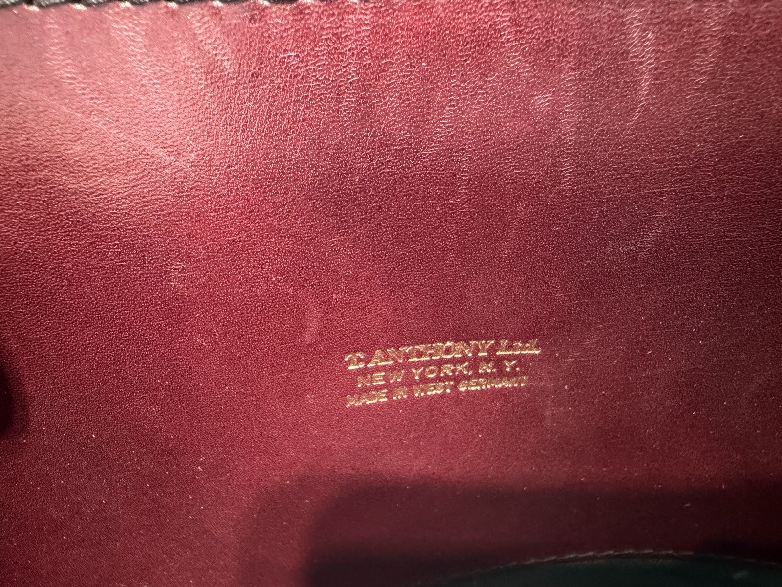 T Anthony Leather Briefcase Retractable Handles West Germany Embossed Initials