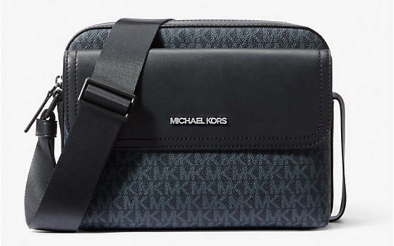 Michael Kors Cooper Signature Logo Crossbody Camera Bag Admiral Blue