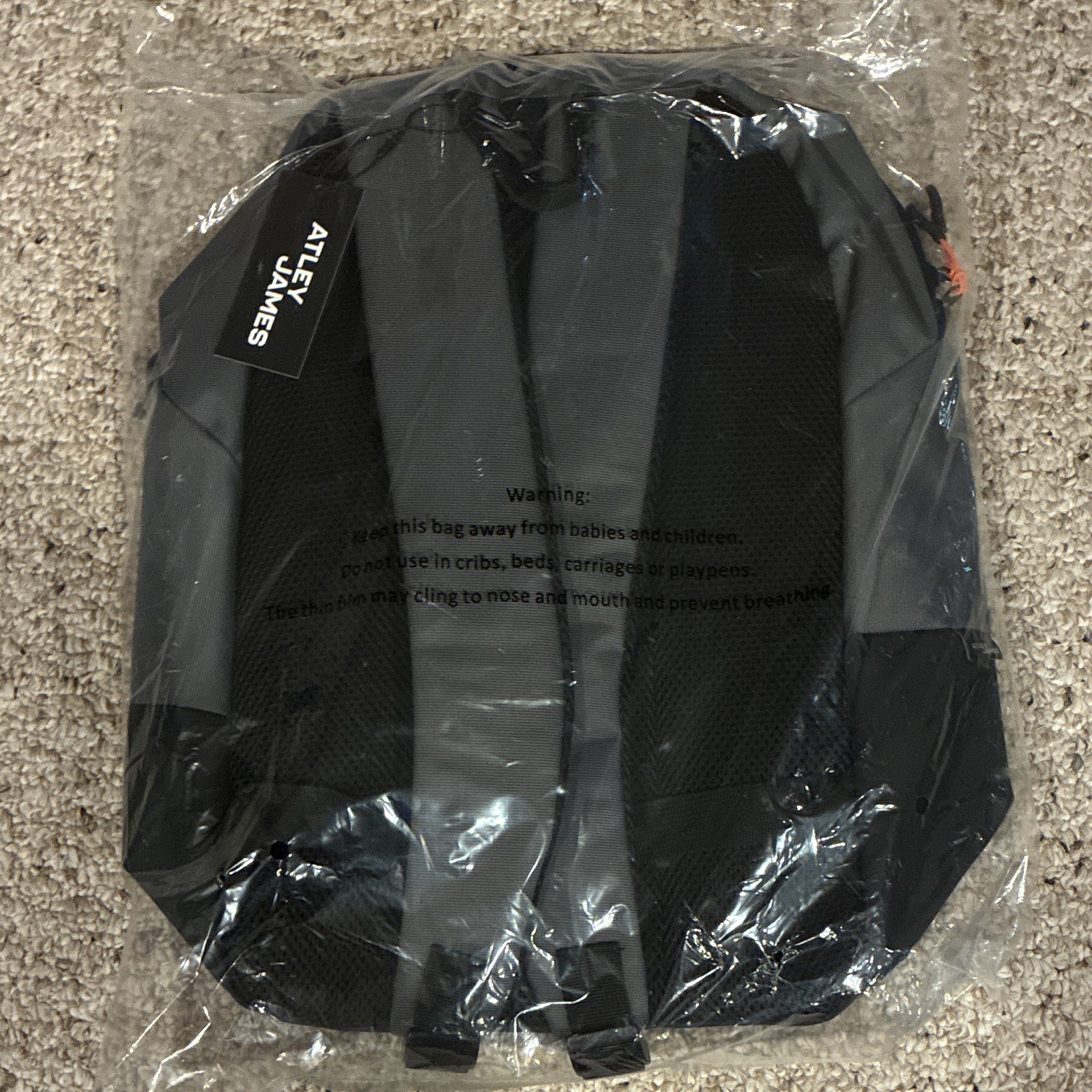 Atley James Black/Gray Backpack Zip Closure Padded Adjustable Straps Men