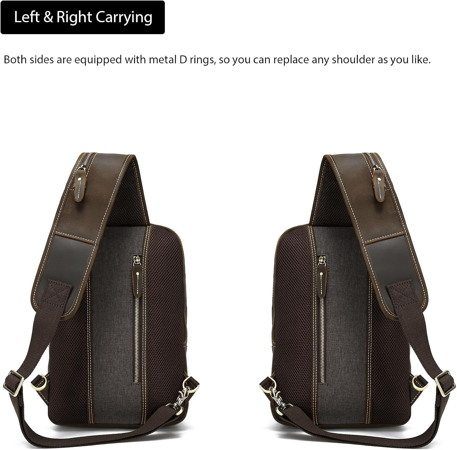 Full Grain Leather Sling Bag for Men, Crossbody Bag Fits 12.9″ Ipad Crossbody Ch