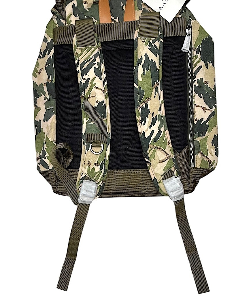 PS Paul Smith Canvas Backpack Khaki Green Abstract Camouflage print New $398