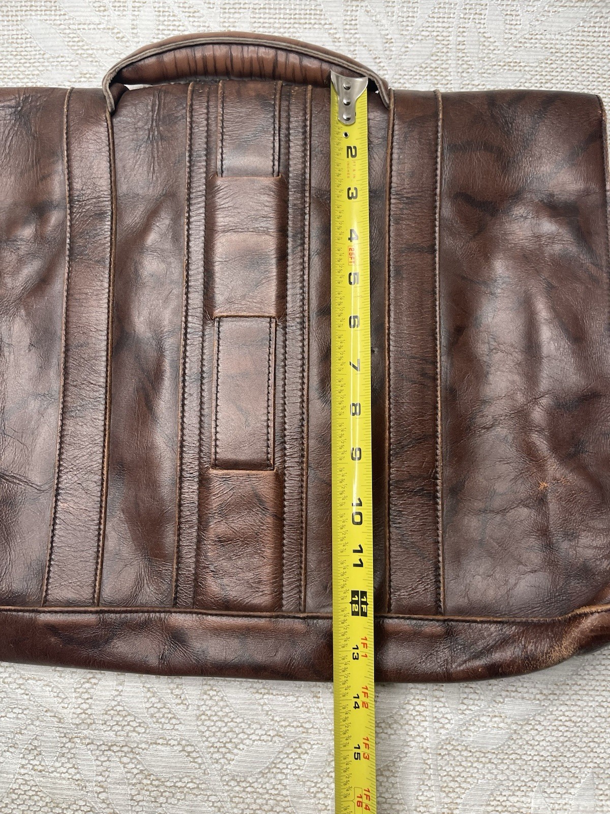 Rustic Vintage distressed brown leather briefcase portfolio bag Handmade 12×16.5