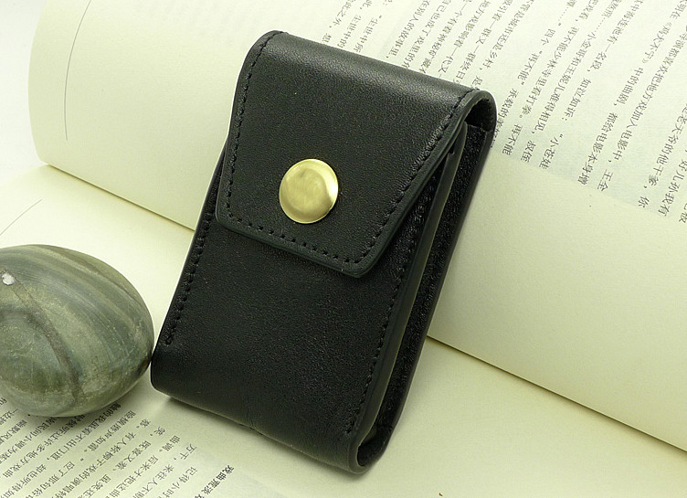 Men small Bag belt Waist fanny Pack wallet purse Cow Leather Pouch black 219