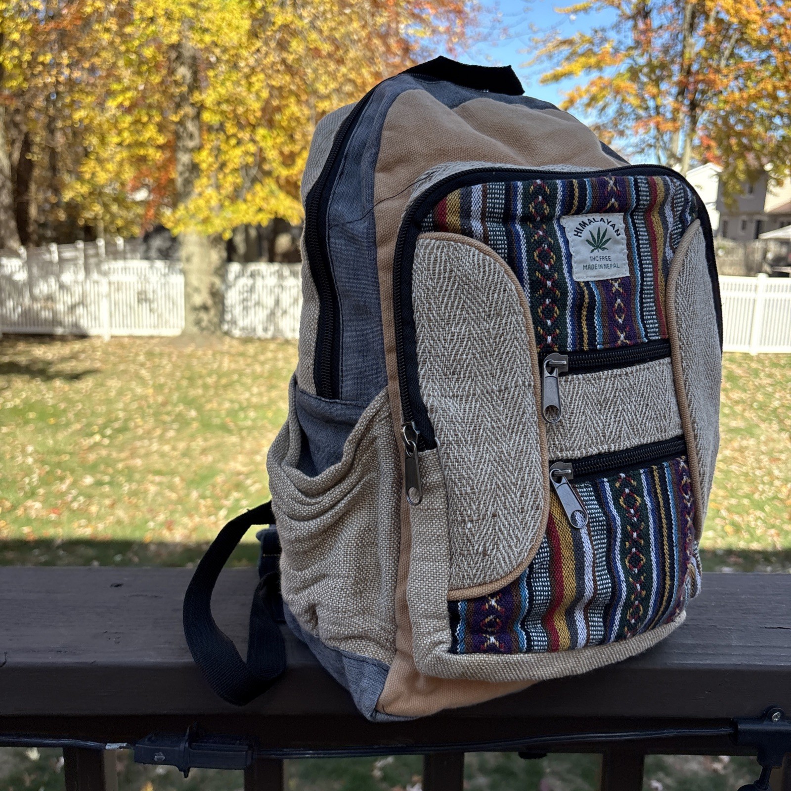 Himalayan Hemp Backpack Travel Handmade Hippie Hemp School Bag Multicoloured