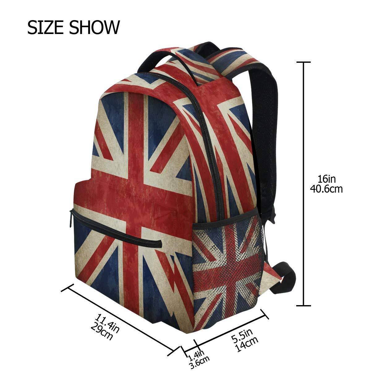 Backpacks UK British Flag School Bag Student Bookbag Adjustable Shoulder Bags…