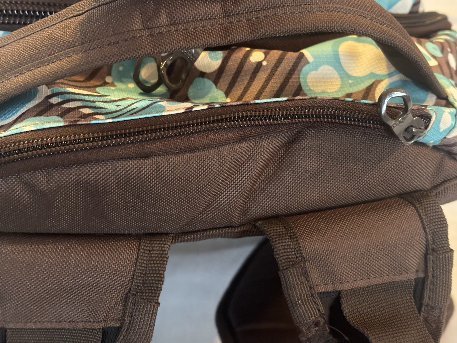 Adidas Backpack Multi-Pocket Load Spring Brown with Turquoise Blue White Bubbles