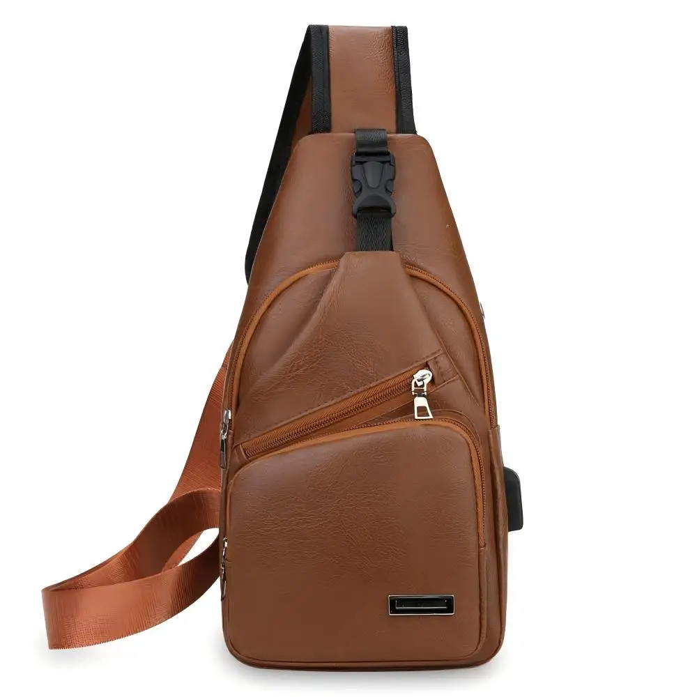 Simple and Fashionable Casual Solid Color PU Multifunctional USB Charging Zipper