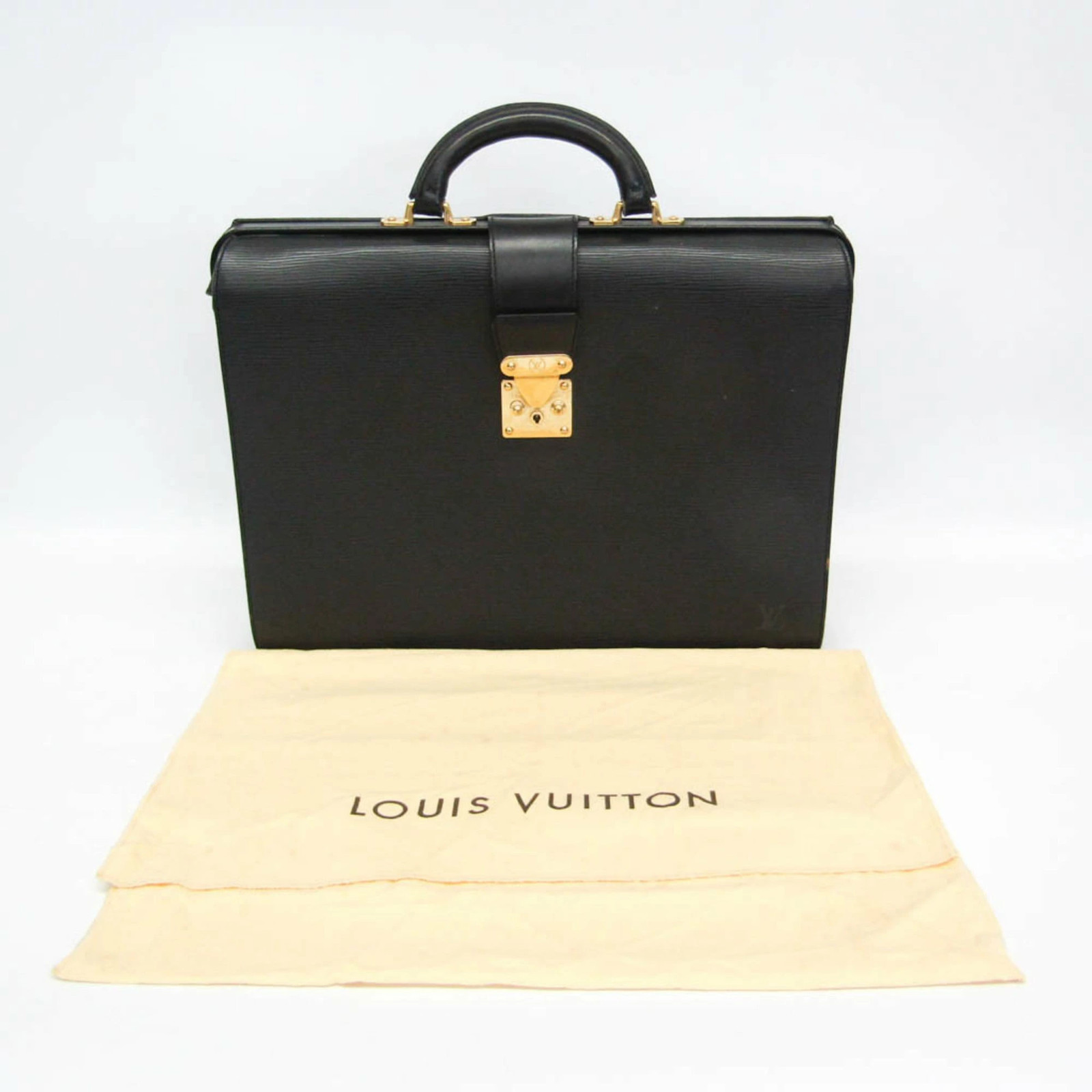 Louis Vuitton Epi Serviette Fermoir M54352 Briefcase Black Noir Used