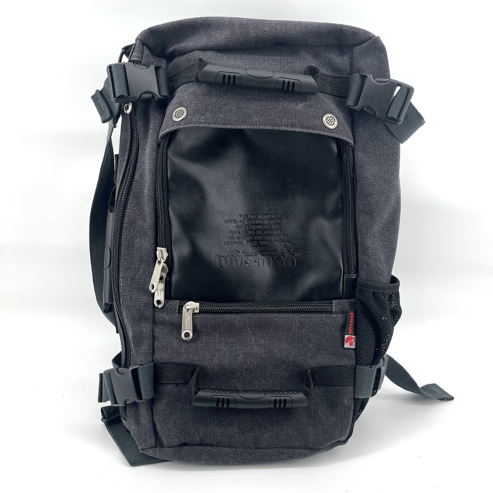 WITZMAN Travel Backpack Convertible Canvas Bag Gray Carry On