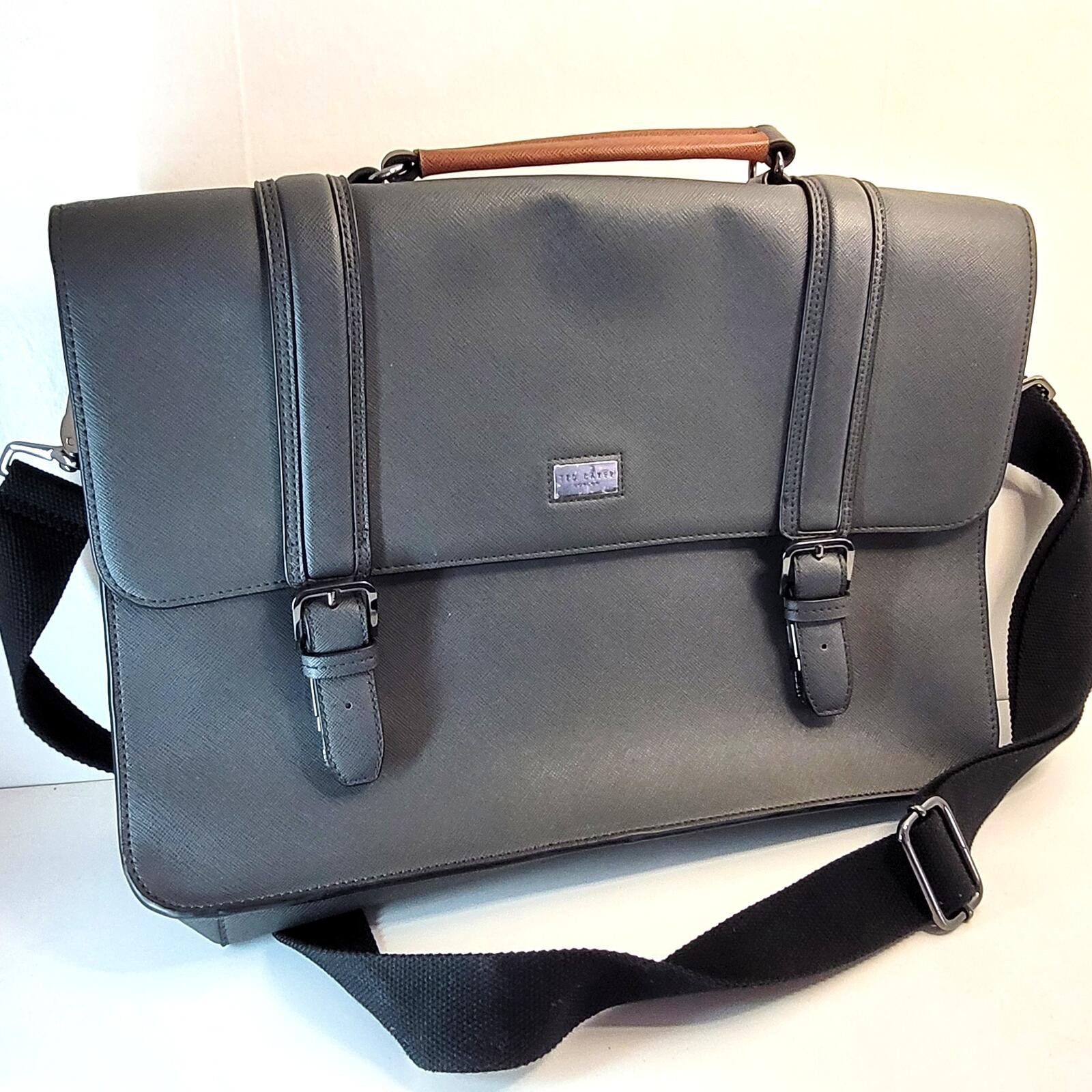 Ted Baker London Gray Messenger Briefcase Laptop Bag Satchel Crossbody