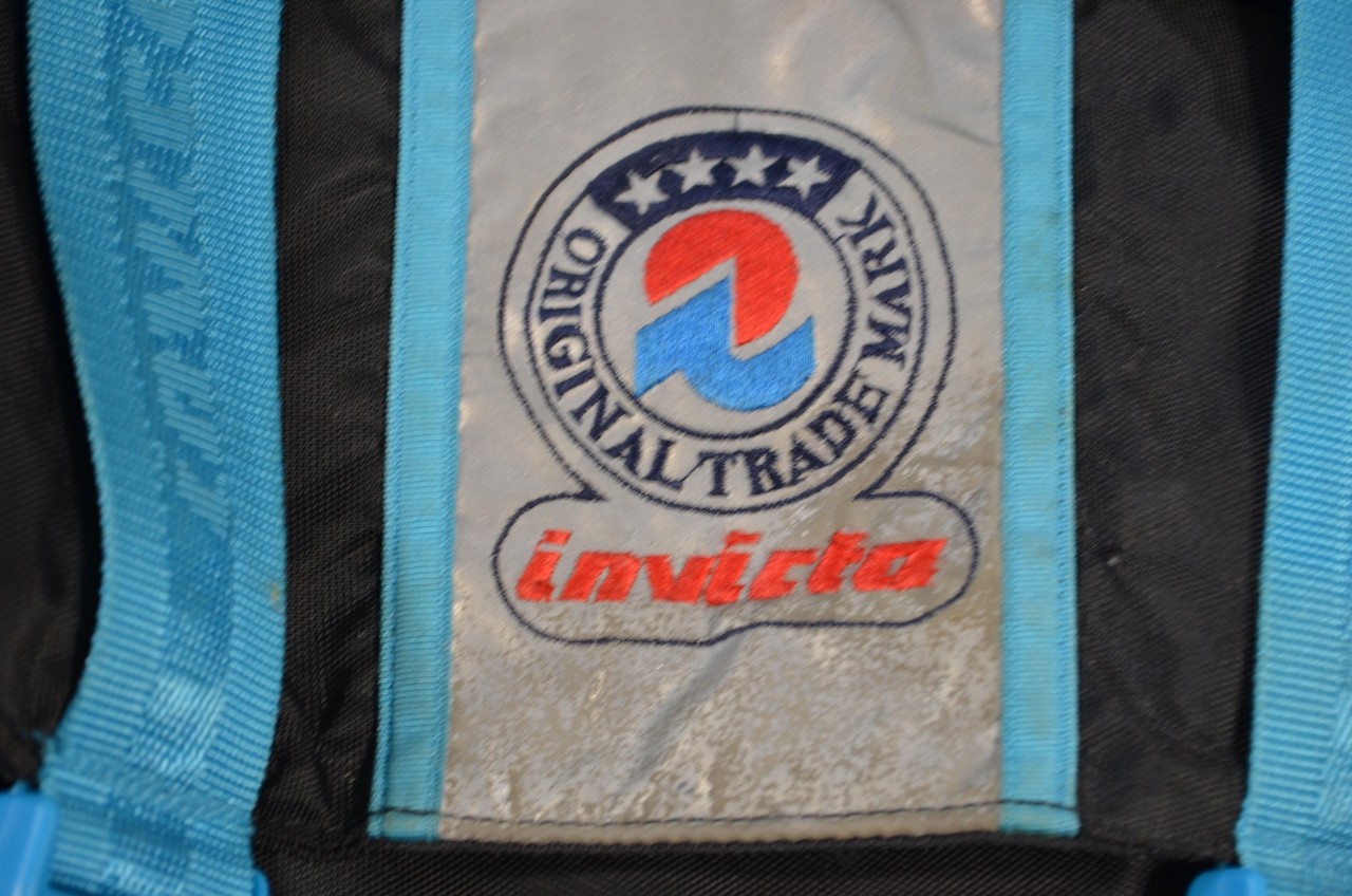 Invicta Jolly Black Backpack Black Teal Blue VTG Padded Italian Made in Italy