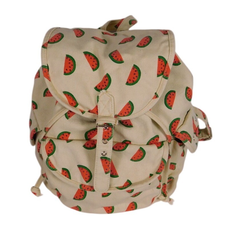Canvas Watermelon Print Back Pack 3 outer 2 inner pocket adjustable Strap HG8203