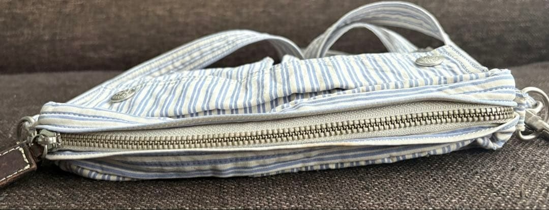 PORTER 70th Anniversary Stripe Crossbody Shoulder Bag Blue White Used t56