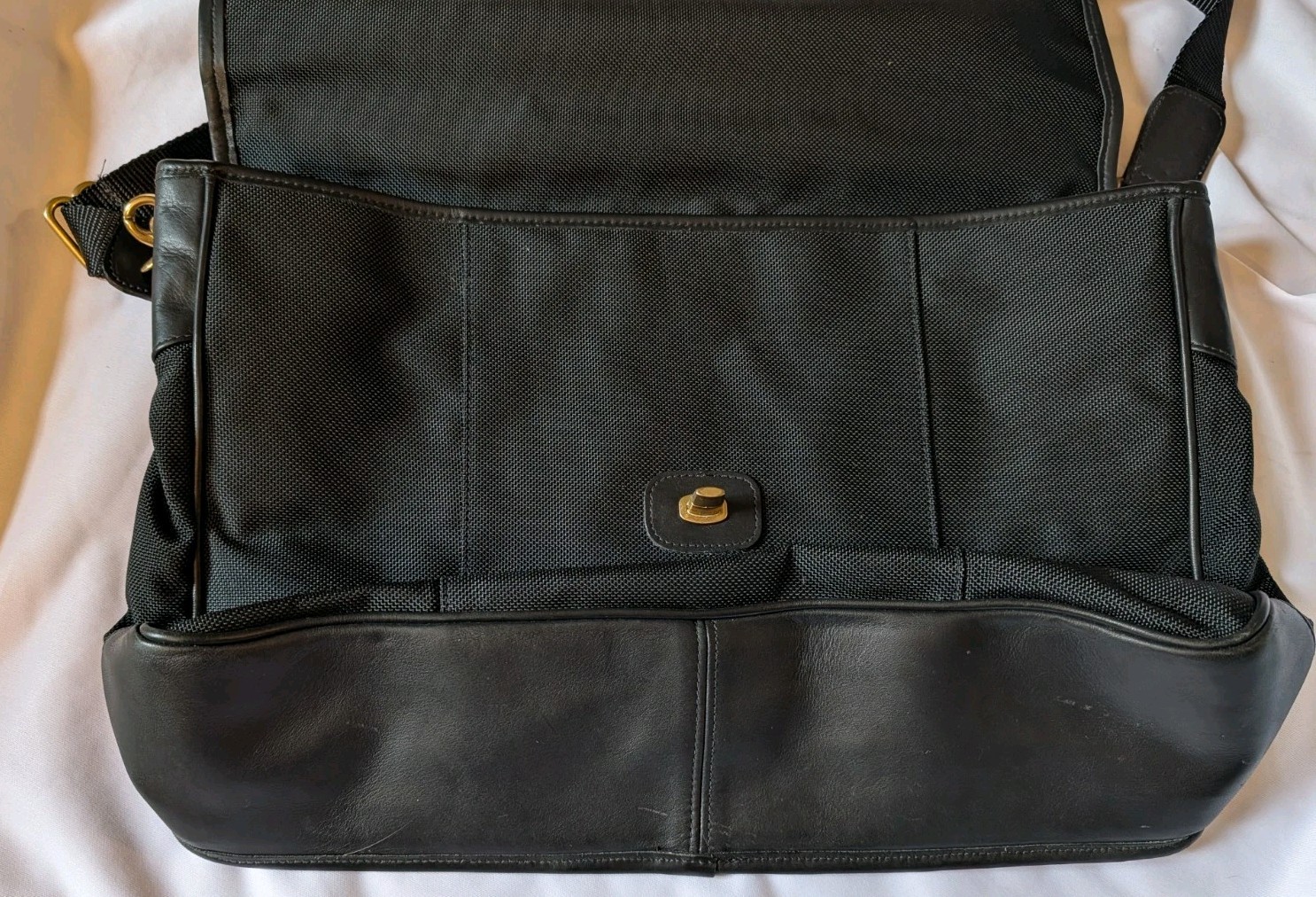 New! Vtg 1992 Black COACH Ballistic Nylon & Leather Turn Lock Briefcase Bag