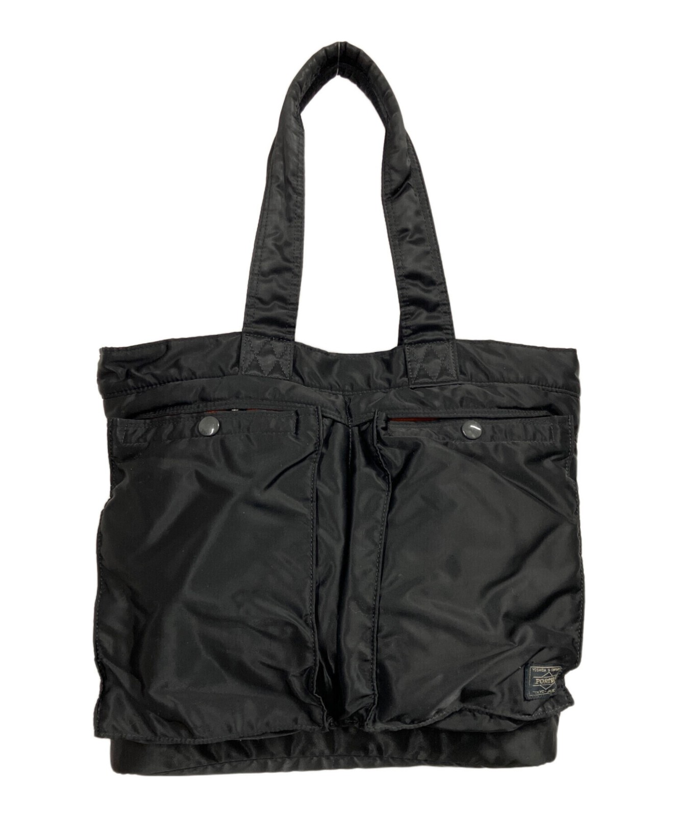 PORTER TANKER Tote Bag Nylon Twill Black 32cm Mens Snap Button Pockets