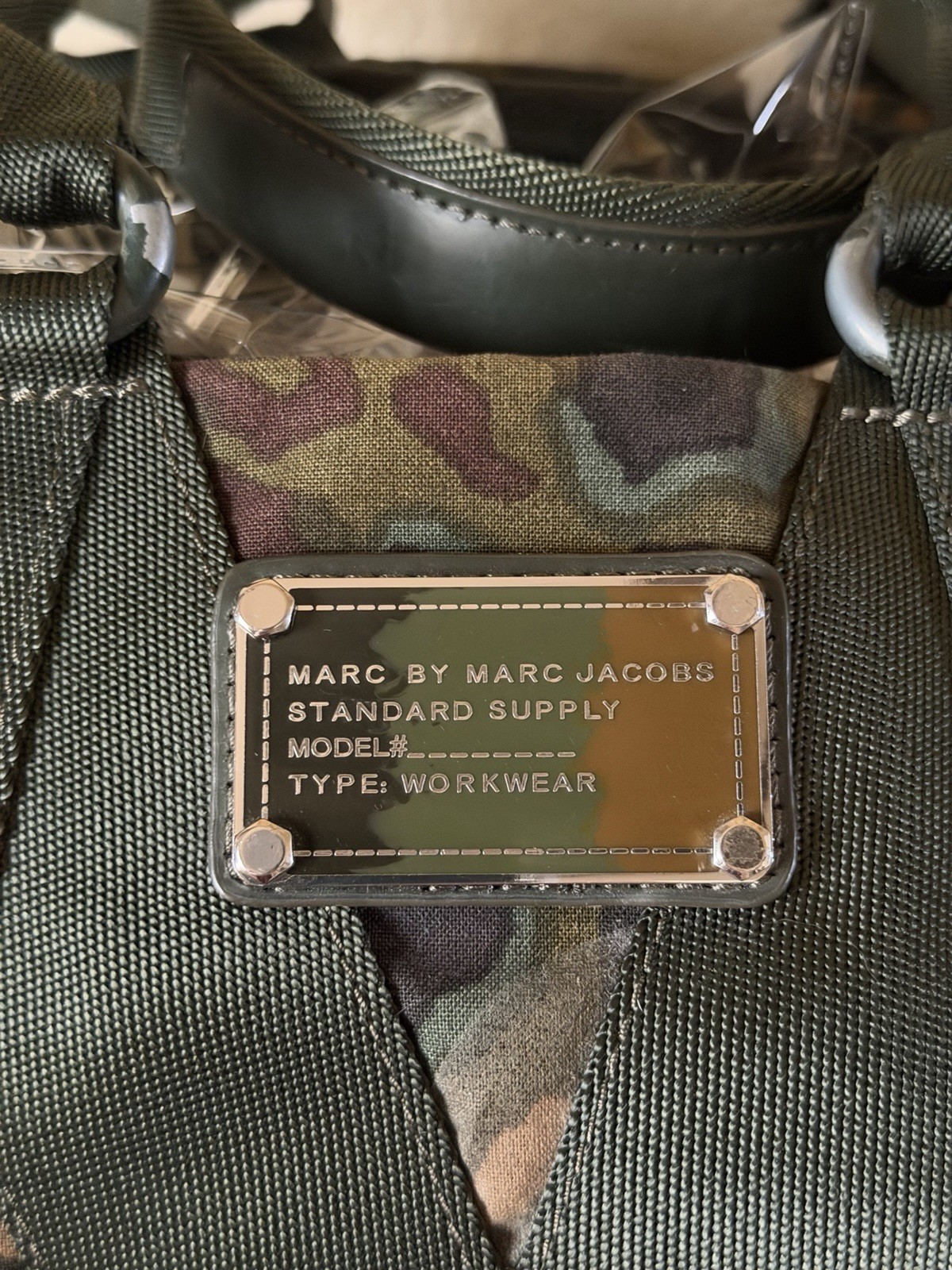 Marc by Marc Jacobs Camouflage Duffle Bag One Size Zip Lined Pockets
