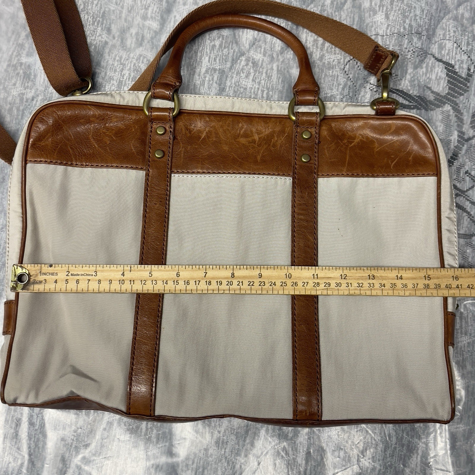 Fossil estate document Messenger Bag Shoulder Bag Leather Handles Twill Leather
