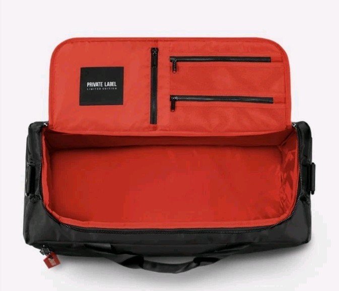 Private Label Black Red Carry-On Bag Duffle Travel Sling Gym Pack