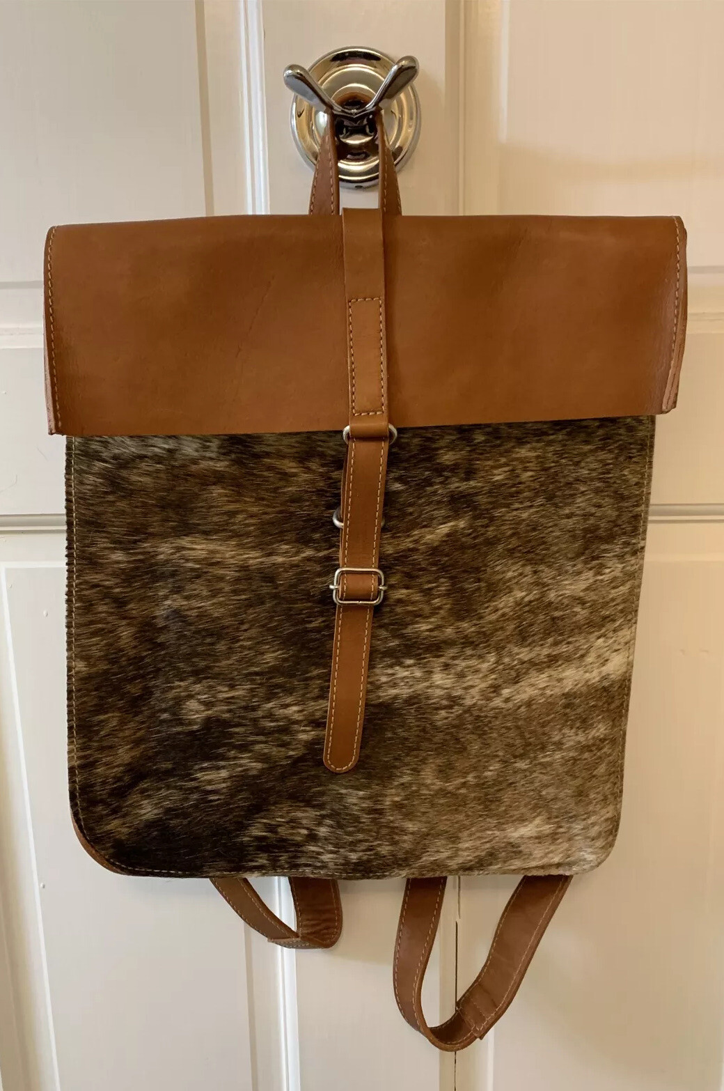 Natural Cowhide Leather Backpack Laptop Bag Brown Tan Custom Hide New