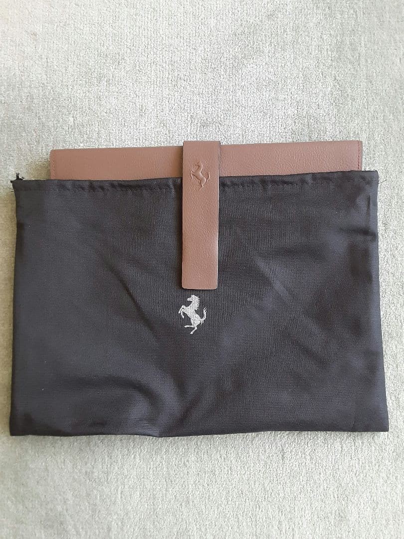 Ferrari Leather Document Holder Tablet Case Pouch Brown by Schedoni w/ Dust Bag