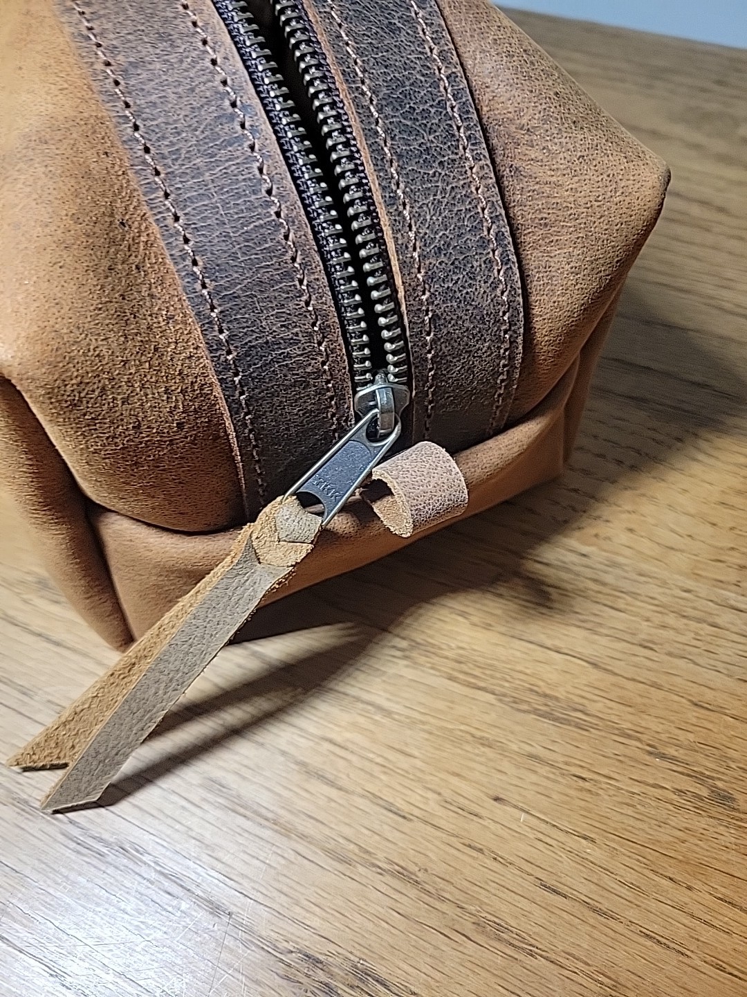 Amish Handcrafted Water Buffalo Leather Toiletry Shaving Bag Made in Ethridge TN