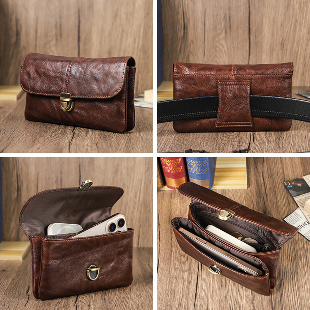 Genuine Leather Cell Phone Holster Waist Belt Bag Pack Loop Wallet Pouch Case