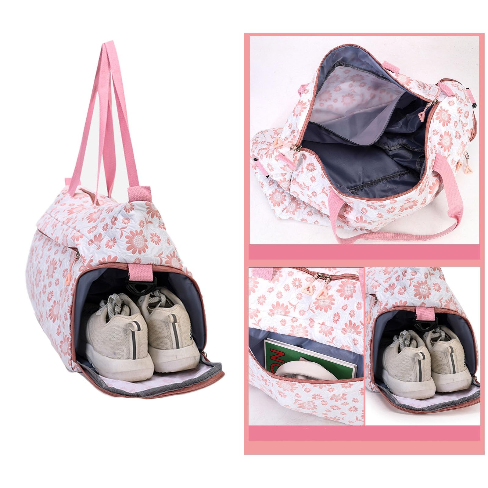 Cute Floral Duffle Bag for Travel,Gym Bag for for Girl/Women,Waterproof Overn…