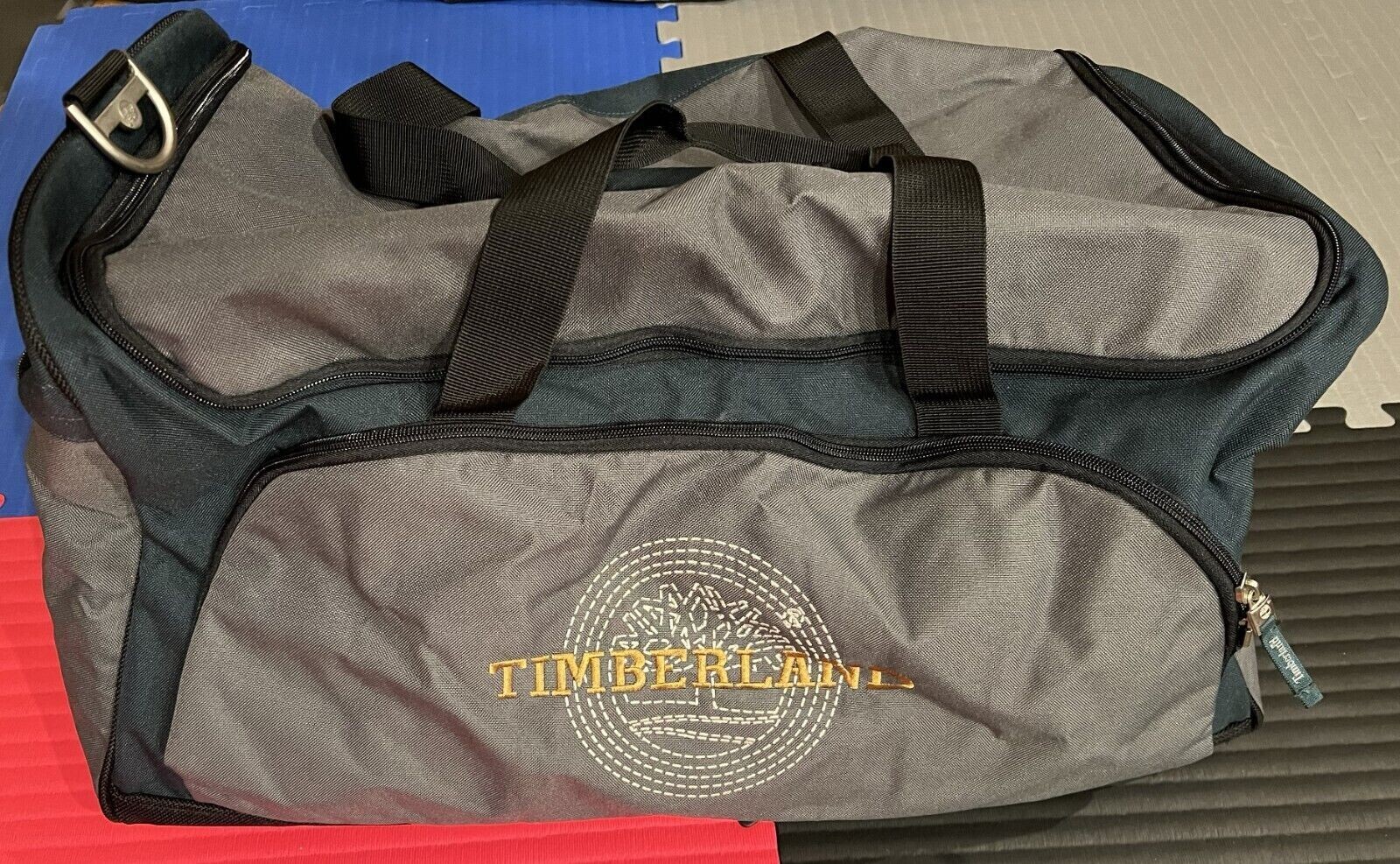 TIMBERLAND T15 Hub Athletic Duffle Bag 24″x14”x12″ dark green, black and gray