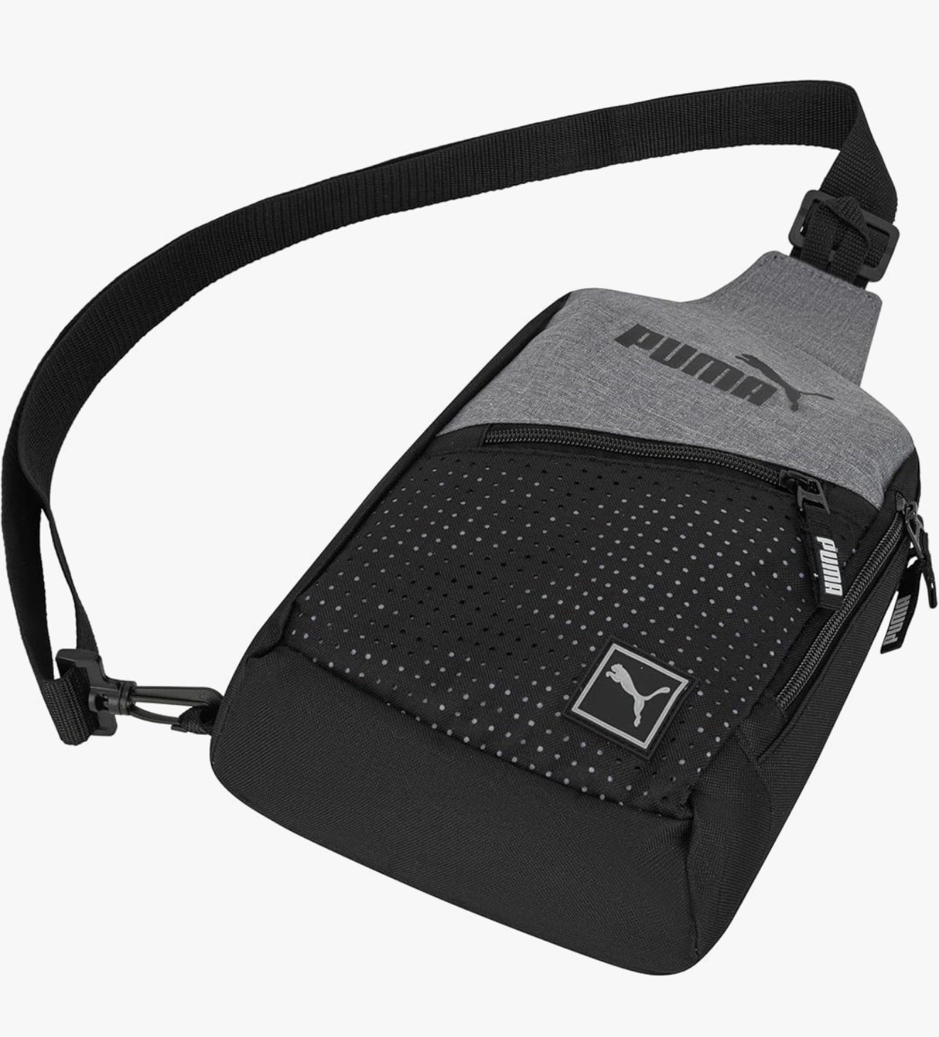 PUMA Men’s Gray/Black Sling Crossbody Bag Adjustable Strap Zip Closure