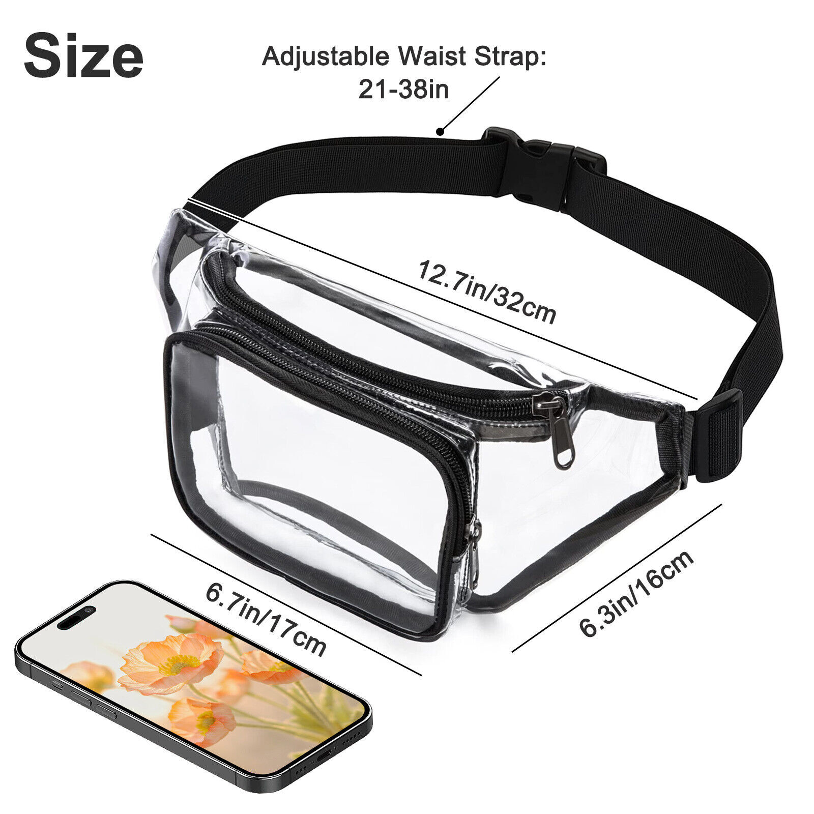 Waterproof Men Women Waist Bag Clear Fanny Pouch Outdoor Travel Pack Adjustable