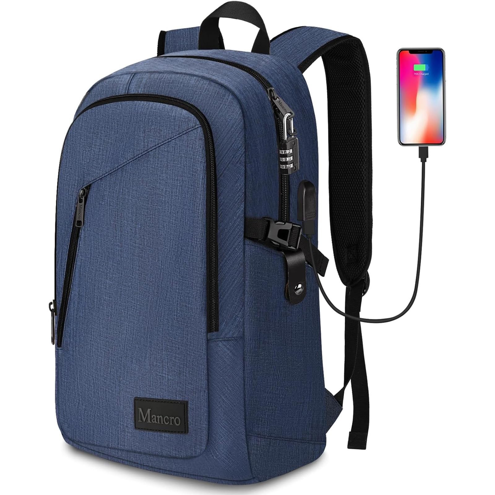 Mancro Laptop Backpack, 15.6 inch Business Backpack Water Resistant Laptops Back