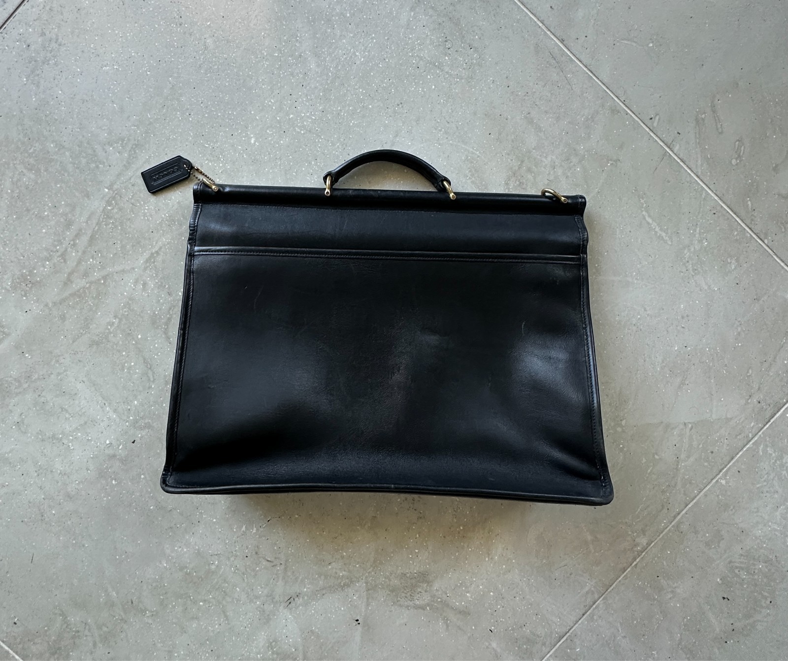 Vintage Coach Leather Briefcase Metropolitan Bag Black 5266 Made In Italy 90s