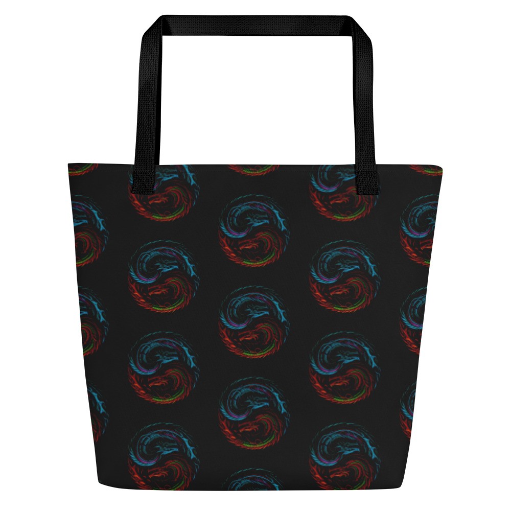 Yin Yang Dragon Tote Bag Fire & Ice Chinese Symbol Ouroboros Mythic Gift