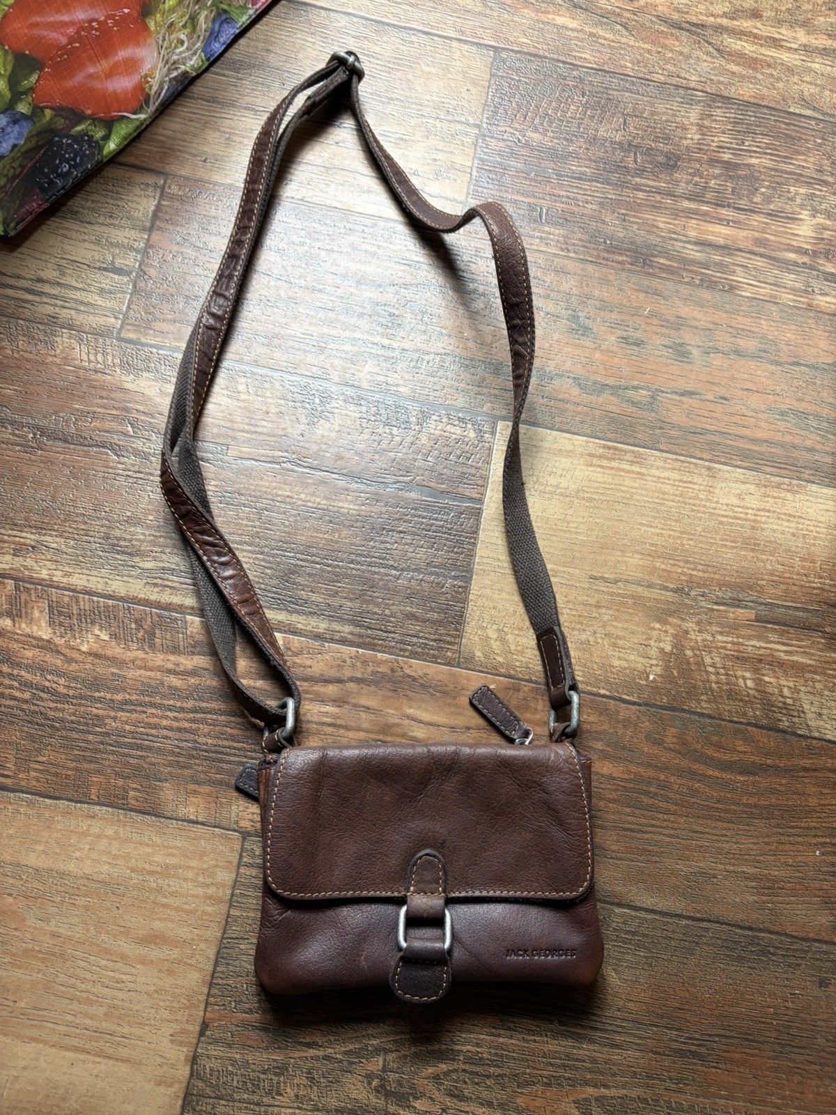 Jack George’s Brown Genuine Dark Brown Leather Crossbody Messenger Bag