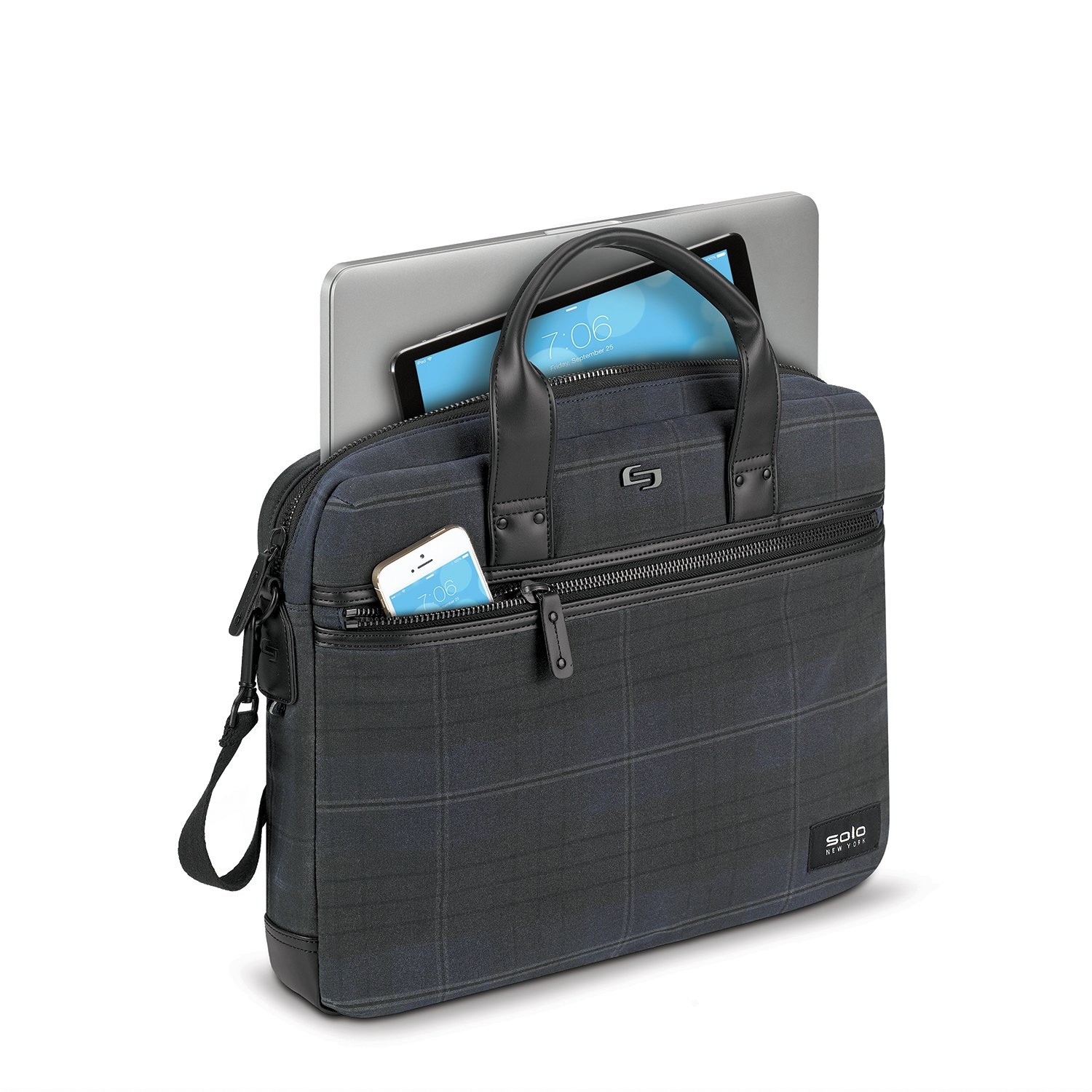 $180 Solo Men’s Blue Bryce Messenger School Work Travel Briefcase Shoulder Bag