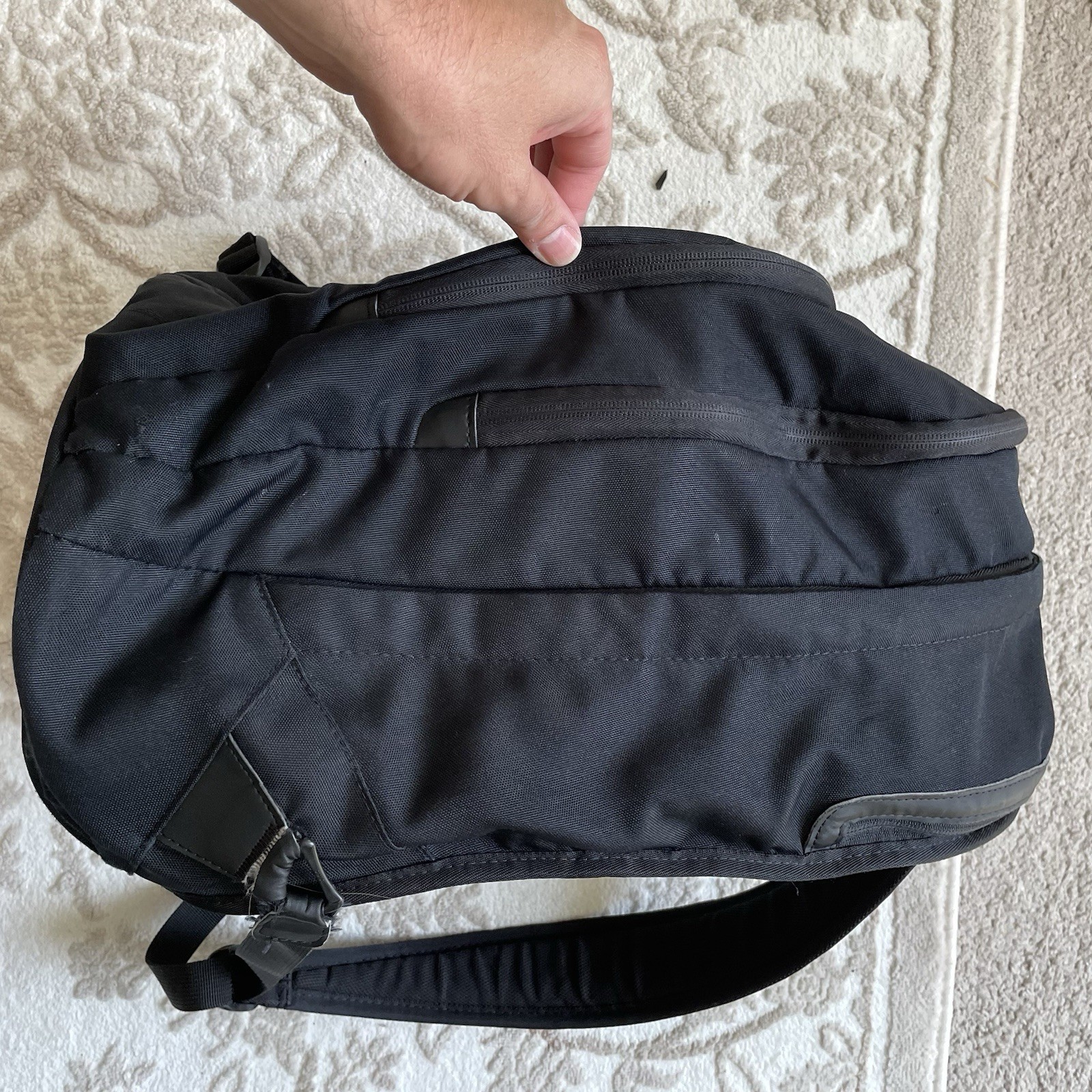 Nike Y2K Backpack Black Portable CD Player Holder Zipper