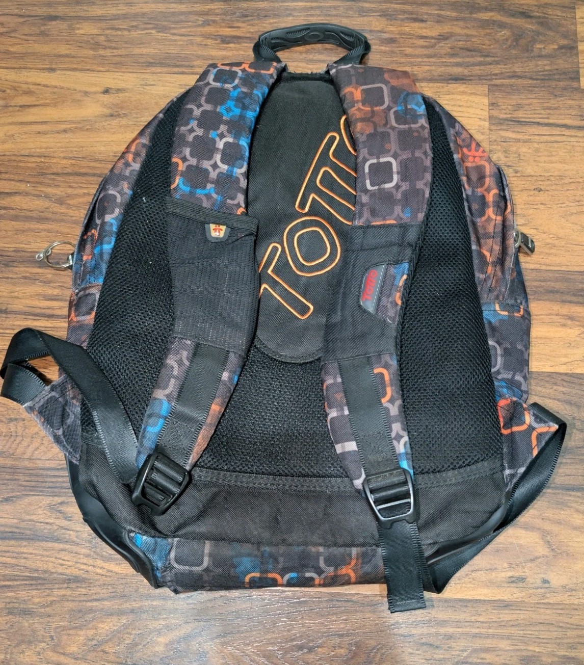 RARE TOTTO BACKPACK MULTICOLOR ORANGE BLACK BLUE ZIP BOOK BAG