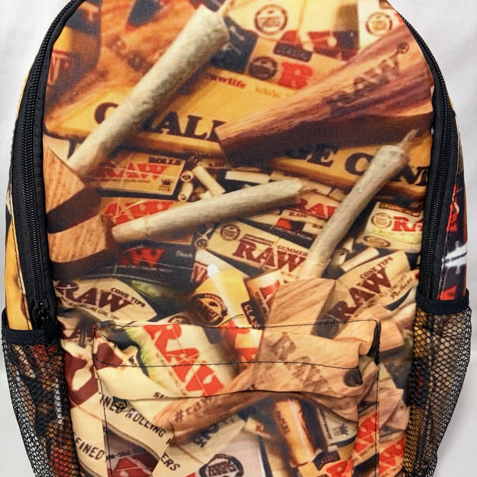 RAW Smoking Paper/Cones Branded Collage Logo Image Zipper Backpack New