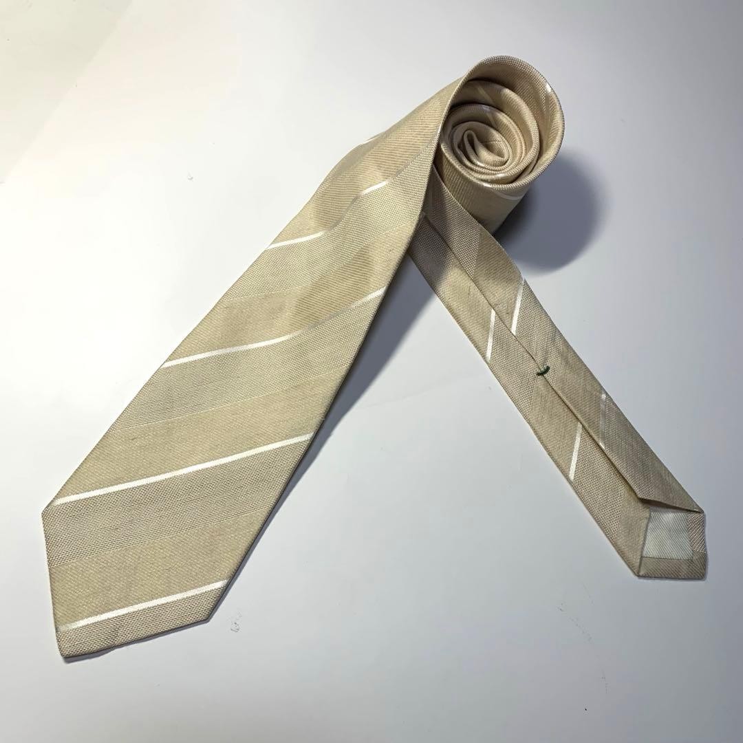 LUIGI BORRELLI Tie White Beige 8cm Width Made in Italy