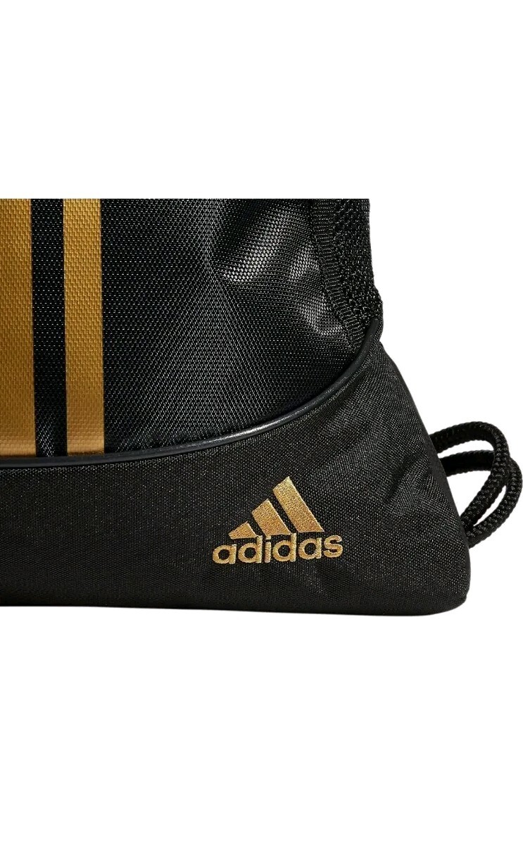 ADIDAS ALLIANCE II SACKPACK DRAWSTRING BACKPACK OUTDOOR GYM BLACK/GOLD METALLIC