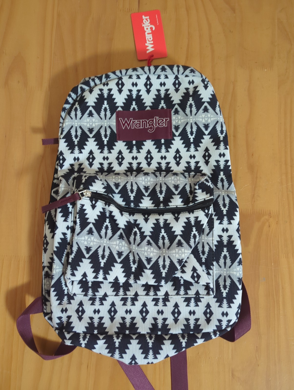 Wrangler Aztec Print Black Grey Backpack Bag WG2000 12 x 17 Inches