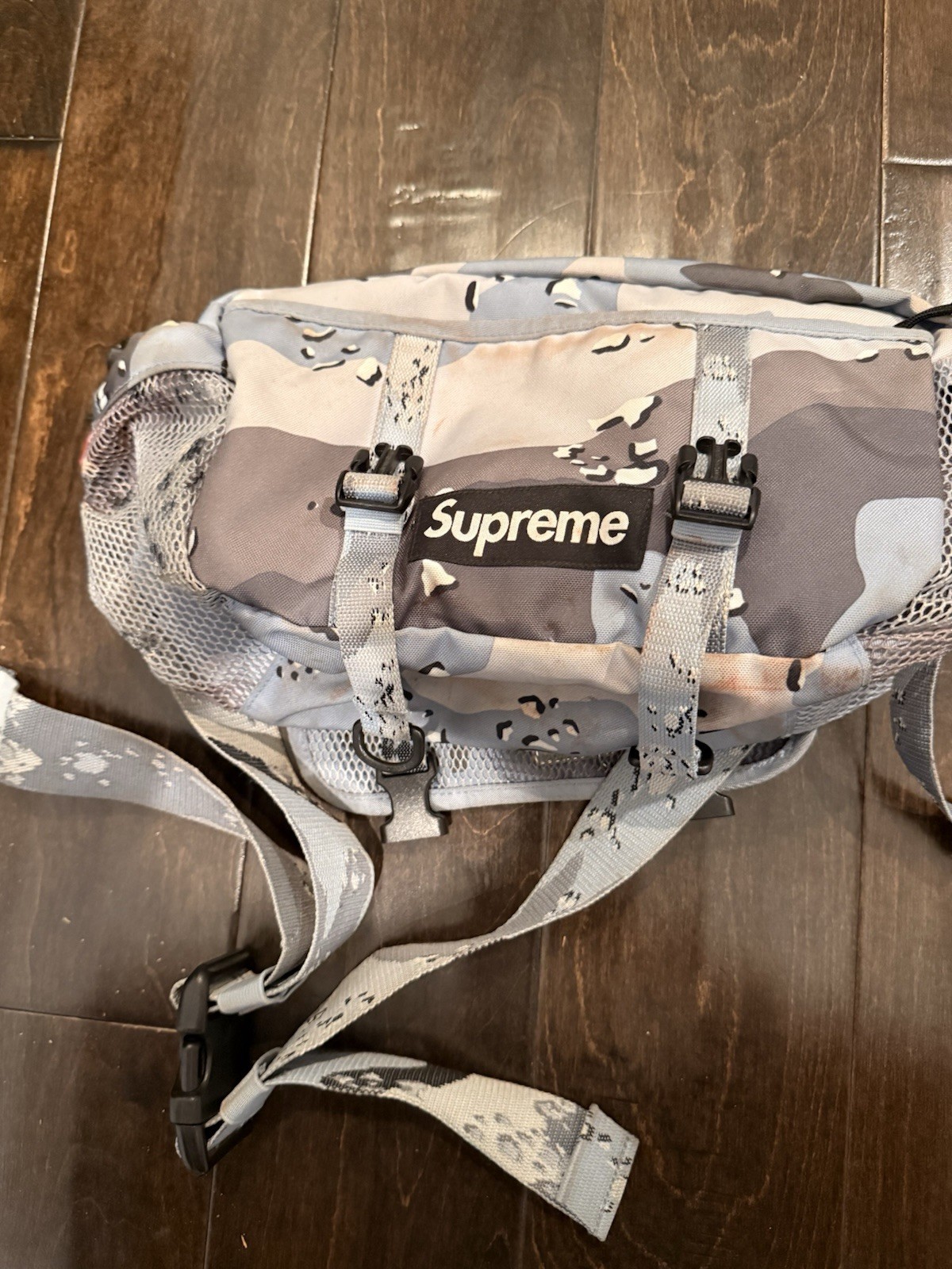 Authentic Brand New Supreme Mesh Waist Bag Blue Chocolate Chip Camo SS20