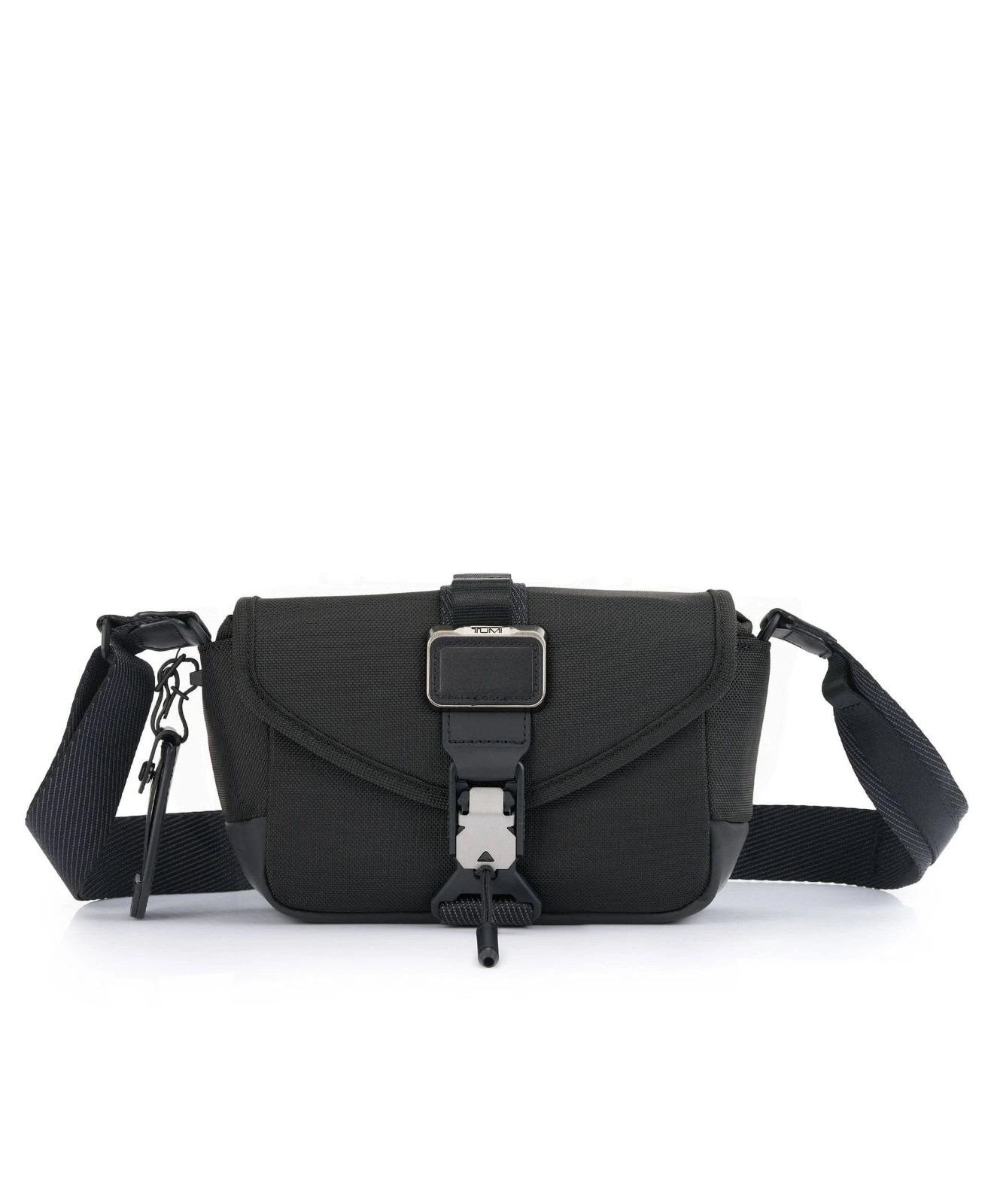 NEW TUMI Alpha Bravo Compass Flap Crossbody Bag Black Travel Messenger Should